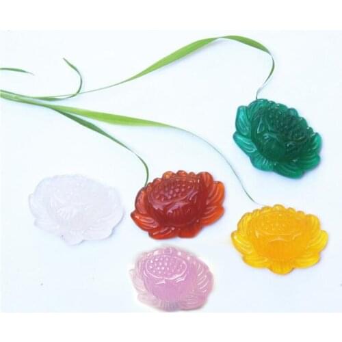 Fine jewelry Fashion popular hand caving lotus chalcedony necklace lovers pendant