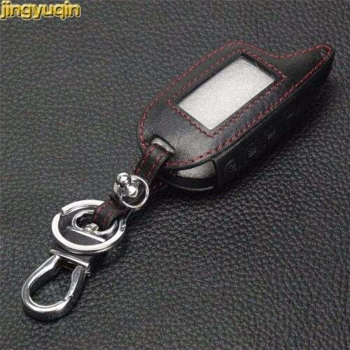 Jingyuqin 4 Buttons Car Key Leather Key Cover Case For Magicar 7/8/9 LCD Two Way Car Alarm System M7/M8/M9 LCD Car-styling