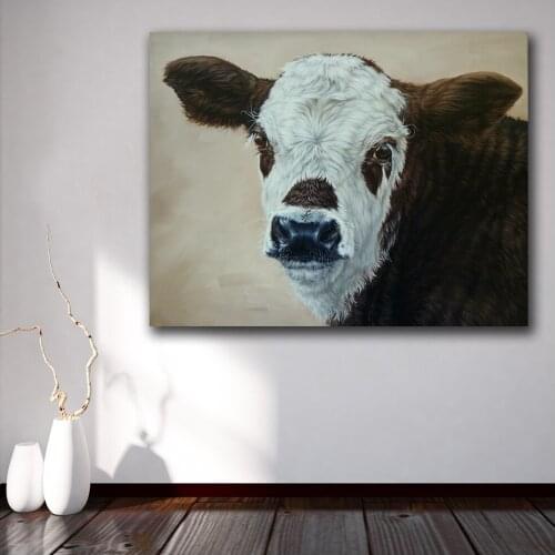 Large size Printing Oil Painting Lovely cattle our friend wall art canvas prints pictures for living room and bedroom No Frame