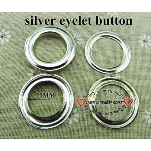 20PCS 20MM metal silver EYELET brand button sewing clothes accessory round buttons Handbag leather eyelets MNE-01
