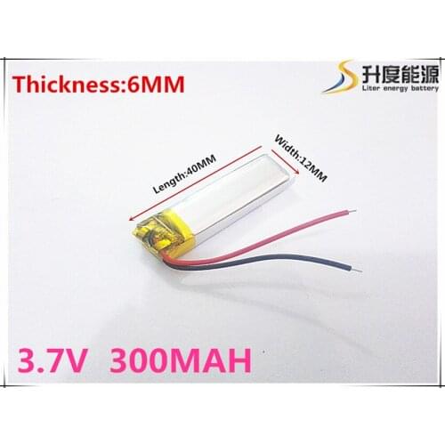Polymer battery 300 mah 3.7V 601240 smart home MP3 speakers Li-ion battery for dvr,GPS,mp3,mp4,cell phone,speak