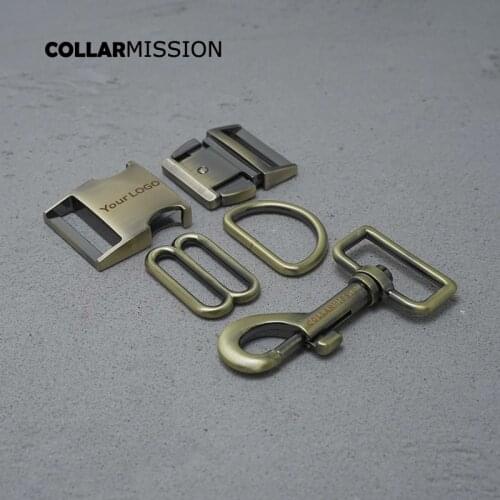 Metal buckle+adjust buckle+D ring+metal dog clasp/set) DIY dog engraved collar copper 30mm webbing sewing parts high quality