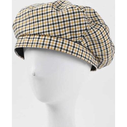 QPALCR Fashion Berets Women Girl Artist Octagonal Flat Cap Spring Summer Beanie Hat Cap Vintage Beret Hat Casual Plaid Hat