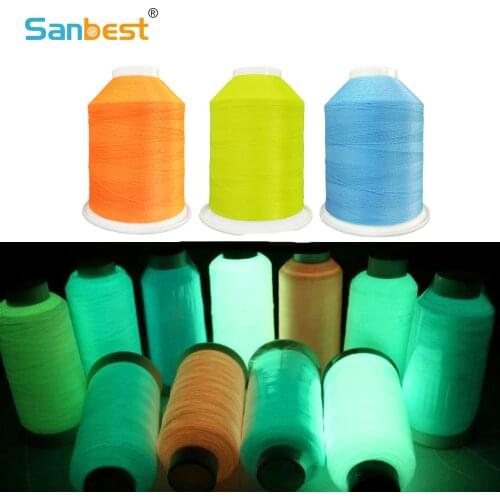 Sanbest Glow In Dark Luminous Machine Embroidery Thread DIY Sewing Thread Polyester 3000M 150D/2 12 Colors Optional TH00029