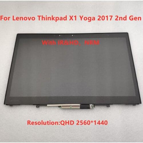 New 14" 2560*1440 QHD B140qan01.3 For Lenovo X1 Yoga 2017 2nd Gen LCD Touch Screen Assembly FRU 01AY913