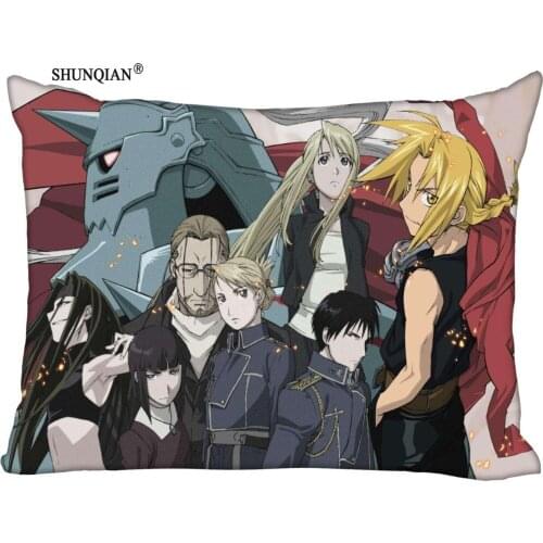 Custom Fullmetal Alchemist Anime Pillowcase Rectangle Zipper Pillow Cover 45x35cm(One Side) Printed Satin Fabric Smooth