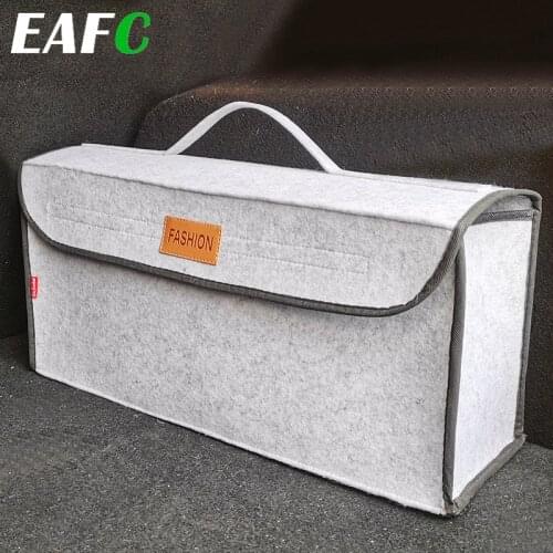 Soft Woolen Felt Car Trunk Organizer 50*17*24cm Car Storage Box Bag Fireproof Stowing Tidying Package Blanket Tool