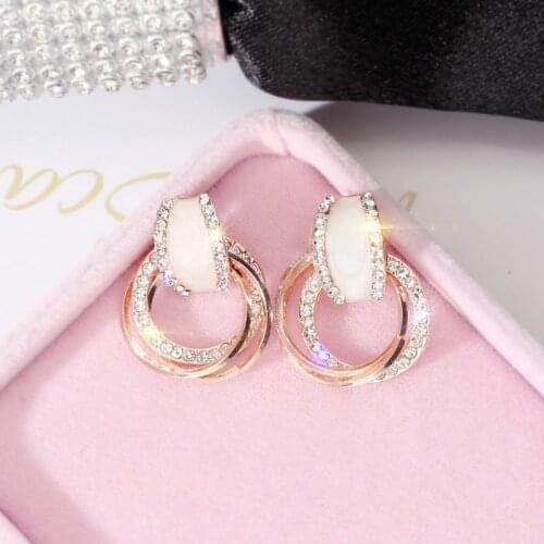 Punk 2019 Fashion New Earrings Temperament Wild Personality Crystal Drop Oil Ring Earrings Womens Factory Wholesale