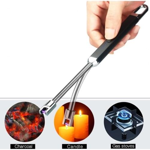 Outdoor Camping Barbecue Portable USB Rechargeable Windproof Igniter 360 Degree Rotation Alloy Arc Igniter Stove Lighter