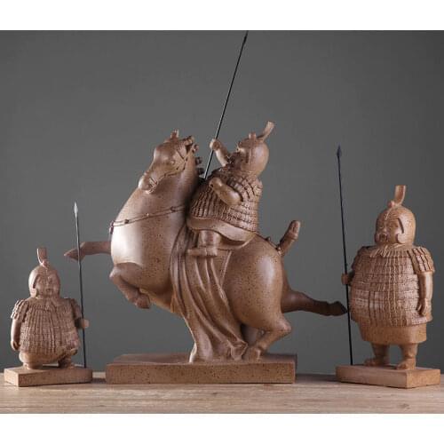 RETRO AMERICAN STYLE CRAFTS ARMOR KNIGHT SAMURAI STATUE,WARRIOR,DOLL CAVALRY SOLDIER CHARACTER RESIN SCULPTURE HOME DECORATIONS