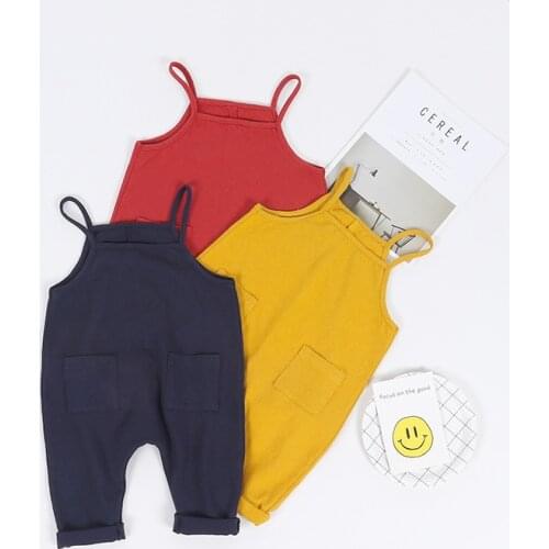 Baby Boy Girls Suspender Pants Newborn Baby Boys Pants Overalls Candy Color Harem Infant Linen Cotton Pants Long Trousers