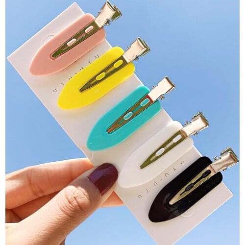 4PCS/Set New Women Girls Candy Colors Flat No Indentation Hairpins Sweet Hair Clips Barrettes Headband Fashion Hair Accessories