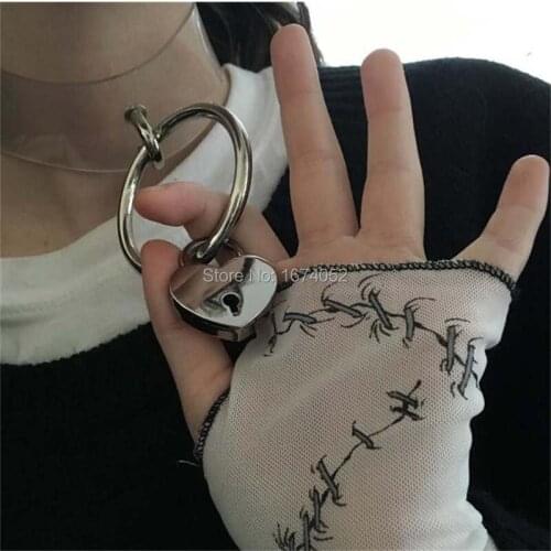 Link Your Heart 100% Handmade Cosplay Padlock Choker Lock Key Collar Metal Clear PVC Vinyl Transparent Necklace