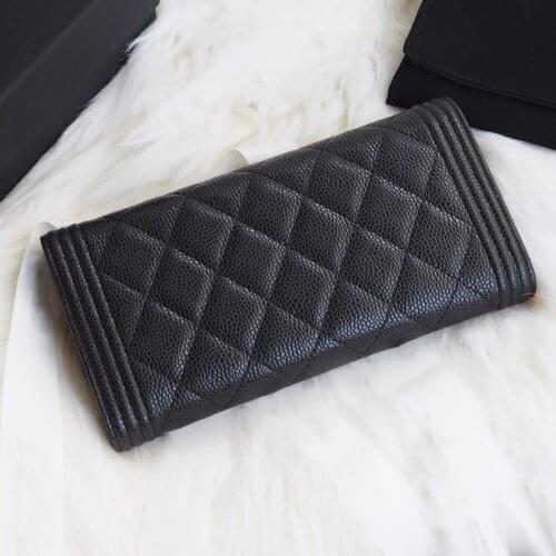 Women luxury caviar Wallet real leather top quality Classic designer brands Clutch feminine casual purse Long Wallet