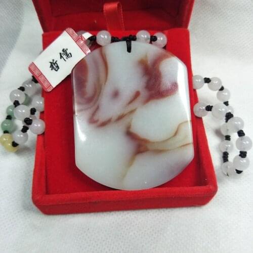 Zheru Jewelry Pure natural chicken blood jade carving amulet pendant Three-color jadeite jade necklace Send certificate