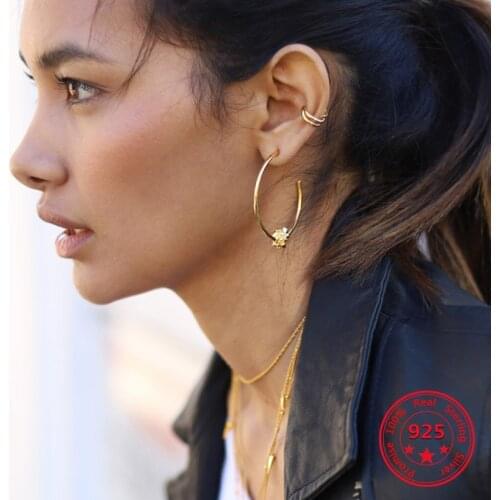 1pcs Factory Price 100% 925 Silver Fashion Concise Delicate Gold Earrings Fine Jewelry for Female