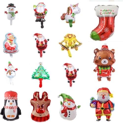 10pcs/lot Mini Santa Snowman Elk Christmas Bear Penguin Snowflake Aluminum Film Balloon Christmas Party Supplies Decoration