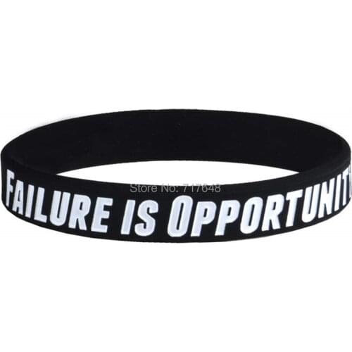 100pcs Inspirational Quote Failure Is Opportunity wristband silicone bracelets free shipping by epacket A