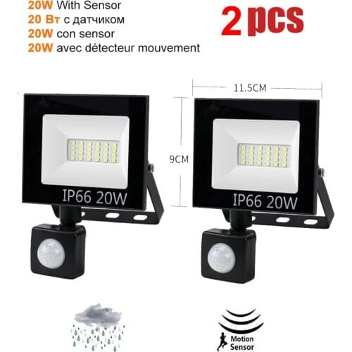 2 pcs 220V 10-100W LED FloodLight Spotlight Exterior Street wall reflector LED lamp Sensor LED Light Garden Path Spot Emergency