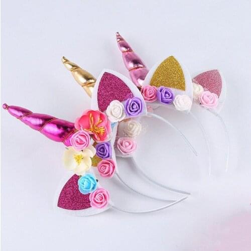 2020 Fashion Sweet Lovely Cartoon Unicorn Hairbands Party Kid Children Headband Fancy Dress Decorative 3 Style