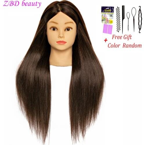 26 Inch Mixed 60% Human Hair Mannequin Heads For Hairdressing Mannequin Training Doll Head Hair trimming Or Braiding