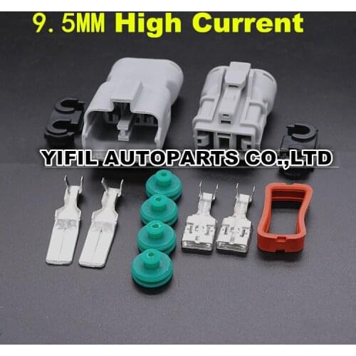 5sets/lot 2 Pin/Way Female And Male 9.5 MM High Current Socket Plug Automobile Waterproof Connector