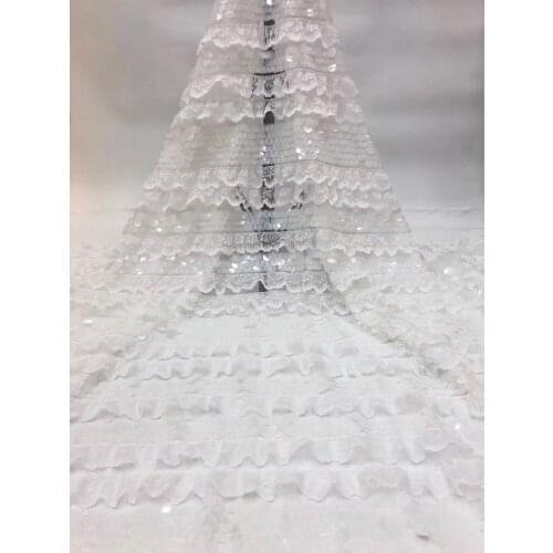 African sequin lace fabric high quality 2021 Nigeria embroidered lace sequin lace fabric D3747