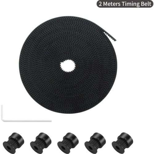 Anet 5 Meters GT2 Timing Belt 6mm Width with 5pcs GT2 20 Teeth Pulley Wheels 5mm Bore Allen Wrench for 3D Printer Accessories
