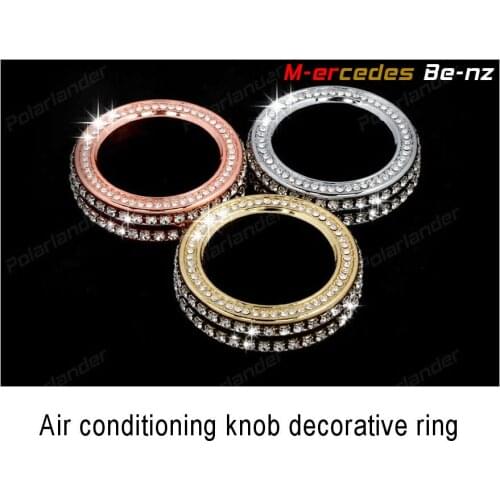Free shipping Zinc alloy diamond Air conditioning knob decoration circle Set auger sticker for Merc-edes-Be-nz A B CLA GLA class