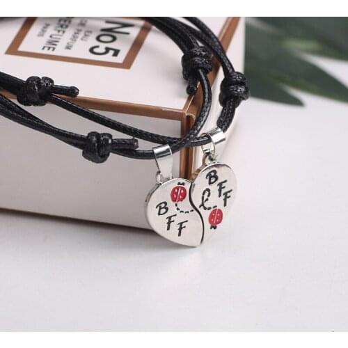 2 Pcs/Set Rope Chain Best Friends Bracelets For Women Girls Variety Heart Shape Cute Bff Forever Jewelry Pendant Gifts 2019