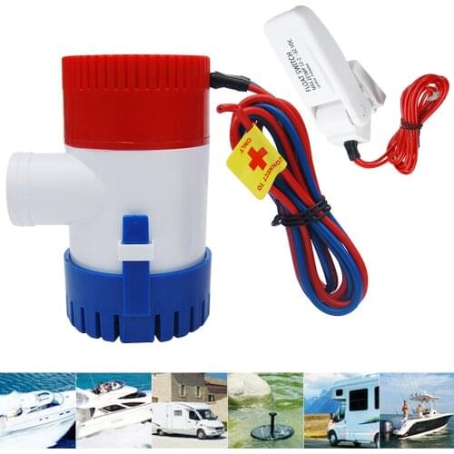 1100GPH 12V Electric Marine Submersible Bilge Sump Water Pump With Switch for Boat Automatic Control Switch Combination Set