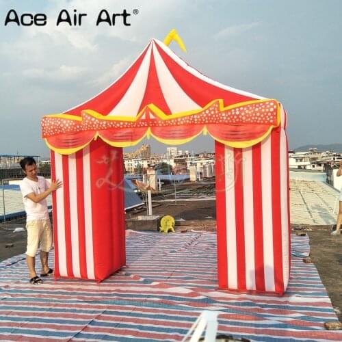 Beautiful red and white inflatable circus arch air carnival arch gate for party