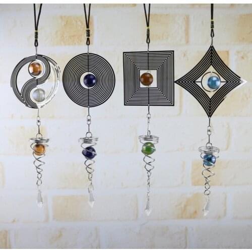 Round Dazzle Wind Chime Metal Rotate Aeolian Bells Hanging Ornaments Diamond Windchime Portable With Different Styles SN1147