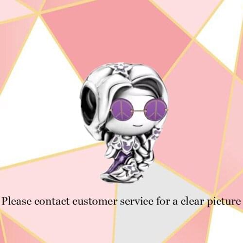 2021 Autumn New S925 Sterling Silver Purple Long Hair Princess Charm Pendant Suitable For Original DIY Bracelet Making Jewelry
