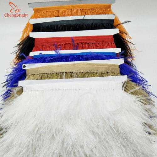 ChengBright 10yards Natural Ostrich Feather Trim Fringe Ribbon For Wedding Decoration Dress/Clothes Accessory Feather Ribbon