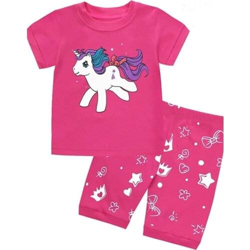 Hot Brand Summer Kids Girls Boys Print Pajamas Short Sleeve Sports Shorts Set Cartoon Pijamas Sleepwear Toddler Pyjamas Clothing
