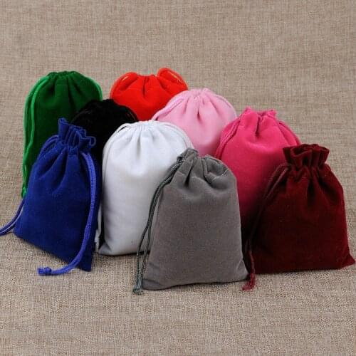 10PCS 5x7 7x9 9x12 10x15cm Drawstring Velvet Bags Jewelry Packaging Display Pouches Christmas New Year Birthday Party Gift Bags