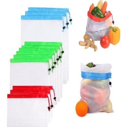 Reusable Mesh Produce Bags Eco Superior Double Stitched Cloth Drawstring Mesh Bag for Fruit vegetable Shopping Travel Storage