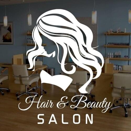 Beauty Salon Wall Sticker Haircare Vinyl Decal Beautiful Girl Art Mural Removable Shop Window Decoration Personalized Wall Decor
