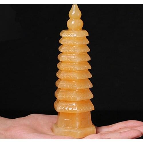 Natural Topaz Crystal Wenchang Tower Healing Feng Shui Mineral Spirit Stone Home Fengshui Decoration