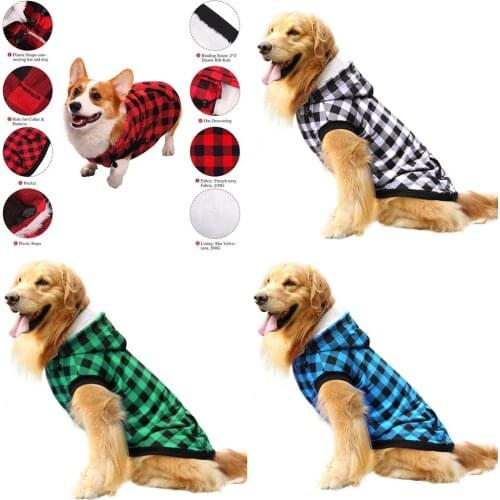 Clothes Dog Autumn Winter Clothing Labrador Medium Large Big Dog Pet Plaid Two-legged Coat Samoyed Husky Ropa Para Perro Jackets