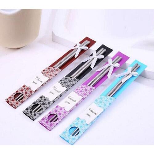 100set/lot Stainless Steel Chopsticks Non-Slip Thread Design Traditional Chinese Style Wedding Function Favors Gifts ZA5422