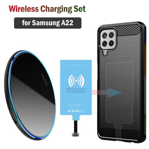 Qi Wireless Charging for Samsung Galaxy A22 4G 5G Phone Wireless Charger Install USB Qi Receiver Type-C Charging Adapter Case