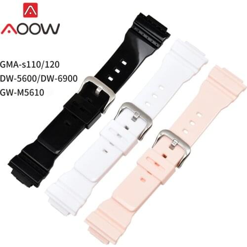 16mm Soft PU Watchband for Casio G-Shock GMA-S110 S120 DW-5600 6900 GW-M5610 Sport Replacement Strap Bracelet Band Accessories