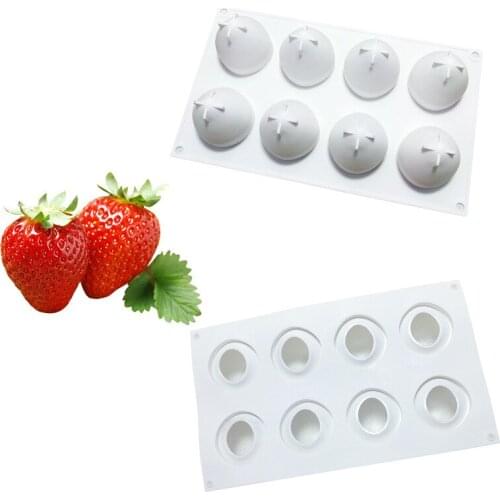 8 Holes Stawberry Silicone Molds For Cake Decorating Molds For Baking Fondant Baking Tools Chocolate Candy Making Mould