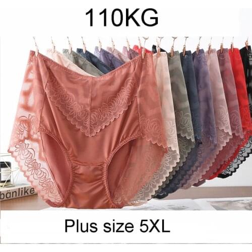 Sexy Lingerie Female Seamless Panties Super Large Size Underwear Women High Waist Lace Hollow Out Underpants Plus Size 5XL Brief