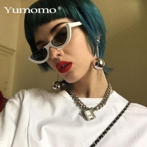 Semi Rimless Cat Eye Sunglasses Women Brand Designer Retro Vintage Eyewear Tint Clear Lens Sun Glasses Steampunk Shades UV400