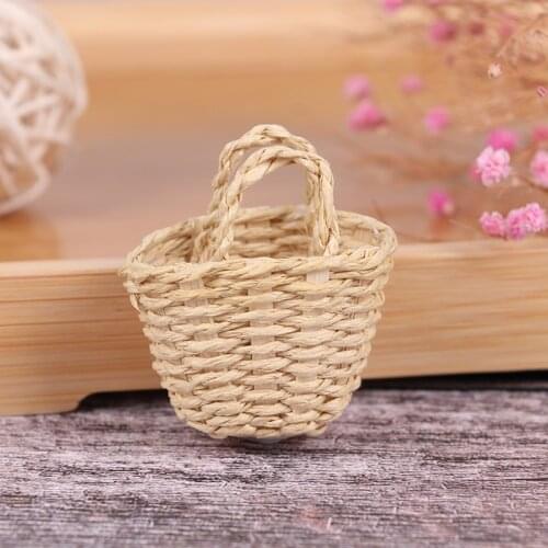 1:12 Dollhouse Mini Rattan Hand-woven Vegetable Food Storage Basket Doll Decor
