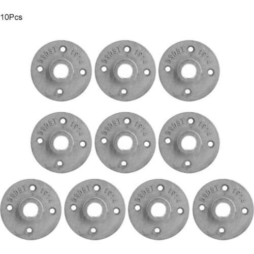 10PCS DN15 1/2in 4-Holes Flange Base Floor Flange Aluminum Alloy Threaded Shelf Fixing Base Pipe Fittings Flange Hardware Tool