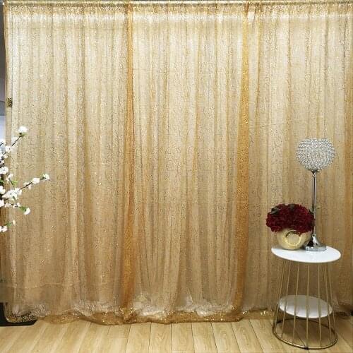 2020 June New Arrival 3m Hx 3mW Hot Sale White Silk Gold Sequin Mesh Curtain Drape Wedding Backdrop